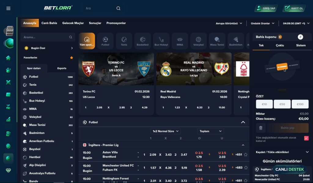 betlora spor bahisleri